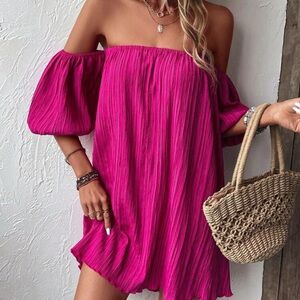 SHEIN Off-Shoulder Pink Dress